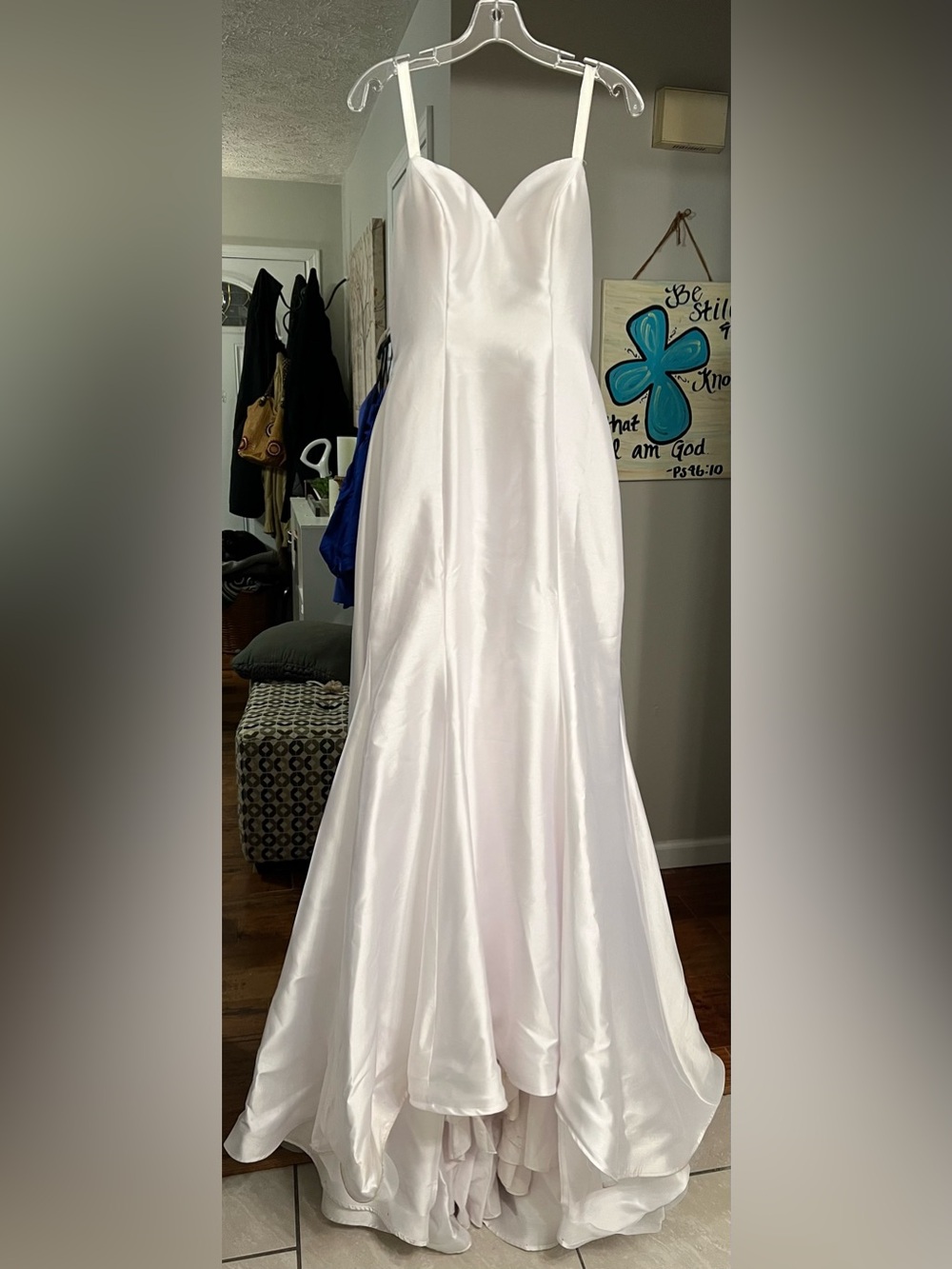Tony Bowls White Satin Pageant Prom Bridal Gown Size 8 A-Line Formal